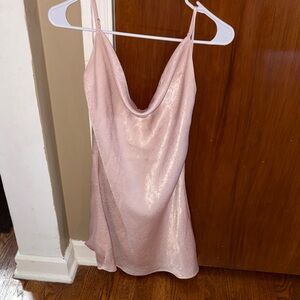 Altar'd State Pink Shimmer Cowl Neck Mini Dress